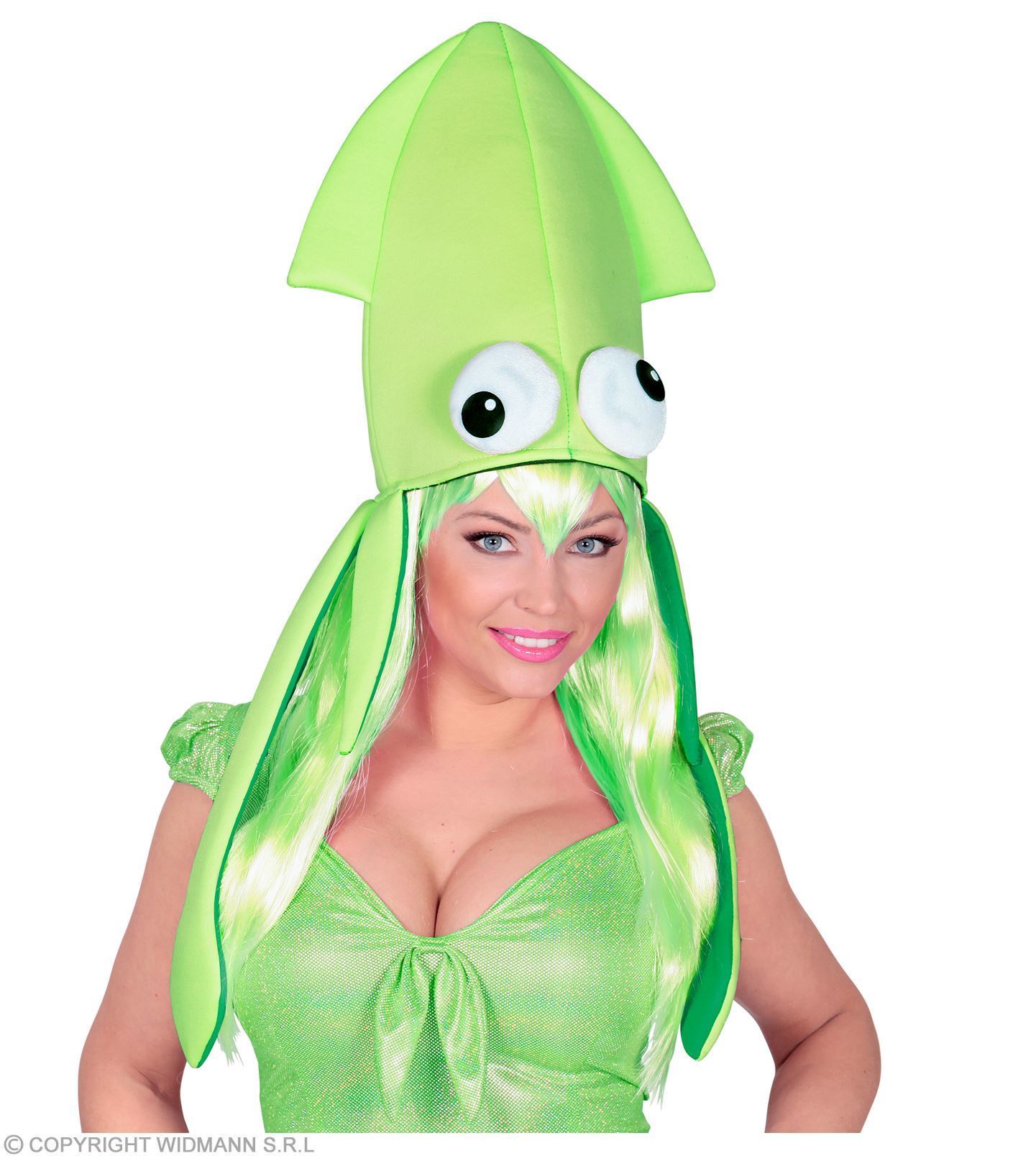 inktvis hoed, groen. Groene inktvis hoeden met lange tentakels
