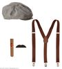 Jaren 20 vorige eeuw 20s mannen set pet, bretels, snor, sigaar