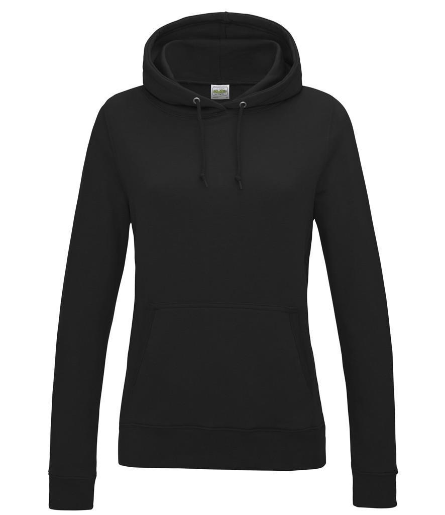 Jet black Dames Hoodie Ladies College hooded sweatshirt zwart