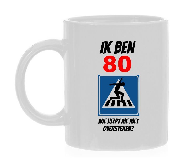 Koffie of thee mok met leuke tekst full colour verjaardag leeftijd tachtig