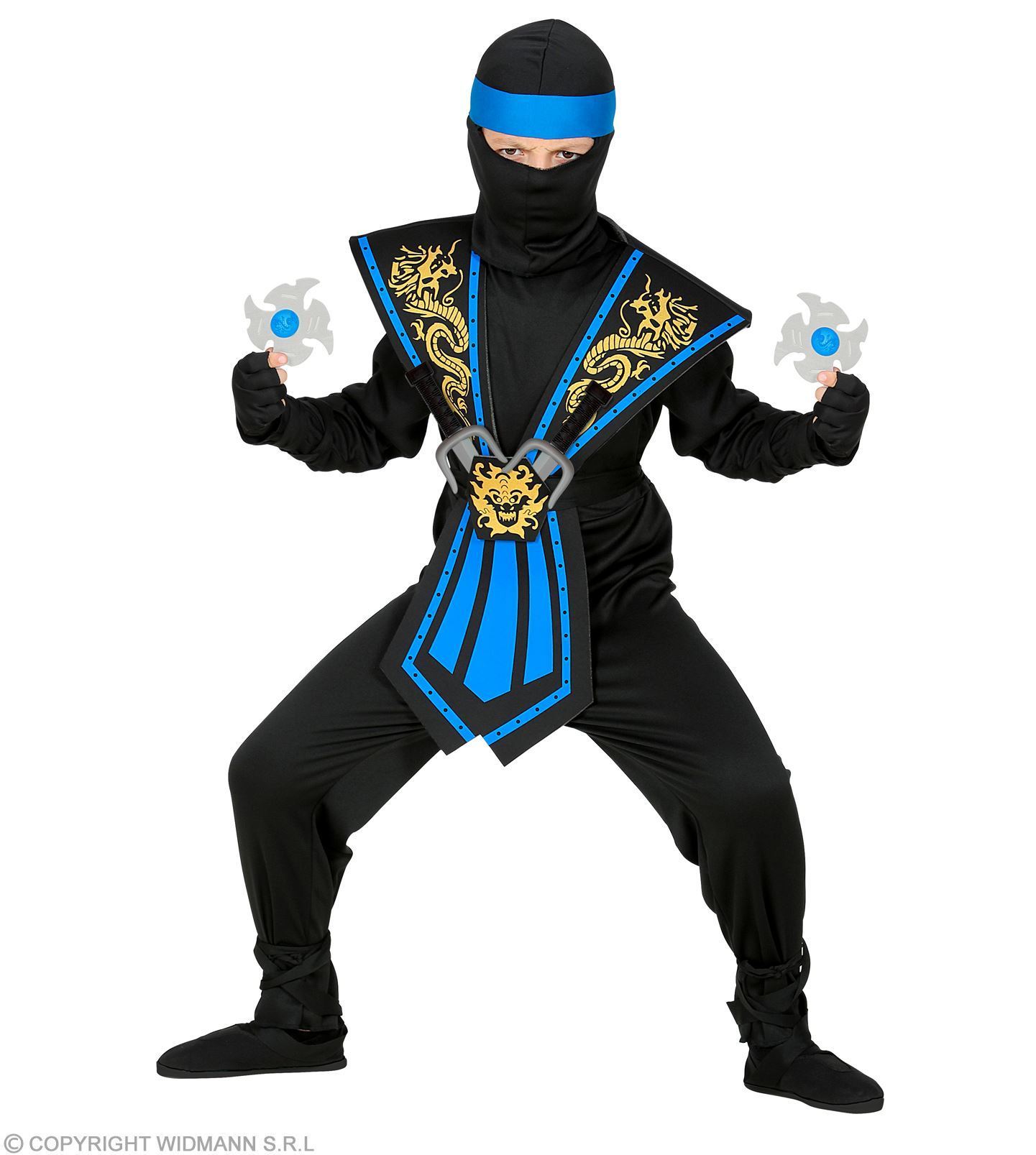 kombat ninja kostuum jongens blauw met wapens verkleedpak kind