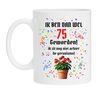 Mok met leuke opdruk geraniums leeftijd 75 jaar verjaardag