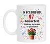 Mok verjaardag leeftijd 97 jaar ik ga niet achter de geraniums zitten!