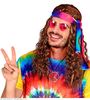 foto 2 pruik, hippie met tie-dye hoofdband, bruin