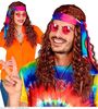 foto 4 pruik, hippie met tie-dye hoofdband, bruin
