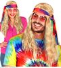foto 5 pruik, hippie met tie-dye hoofdband, zwart