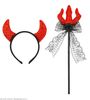 foto 3 rode duivel set hoorntjes, duivelsvork