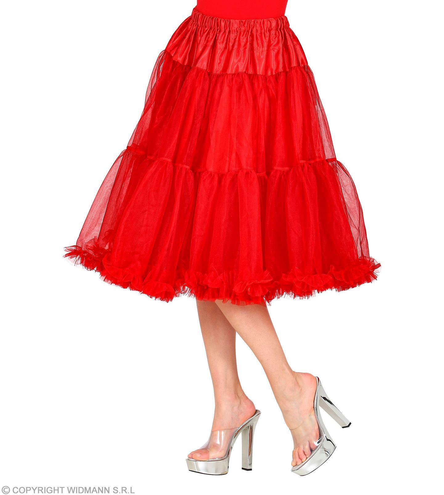 Rode tulle rok met petticoat dames