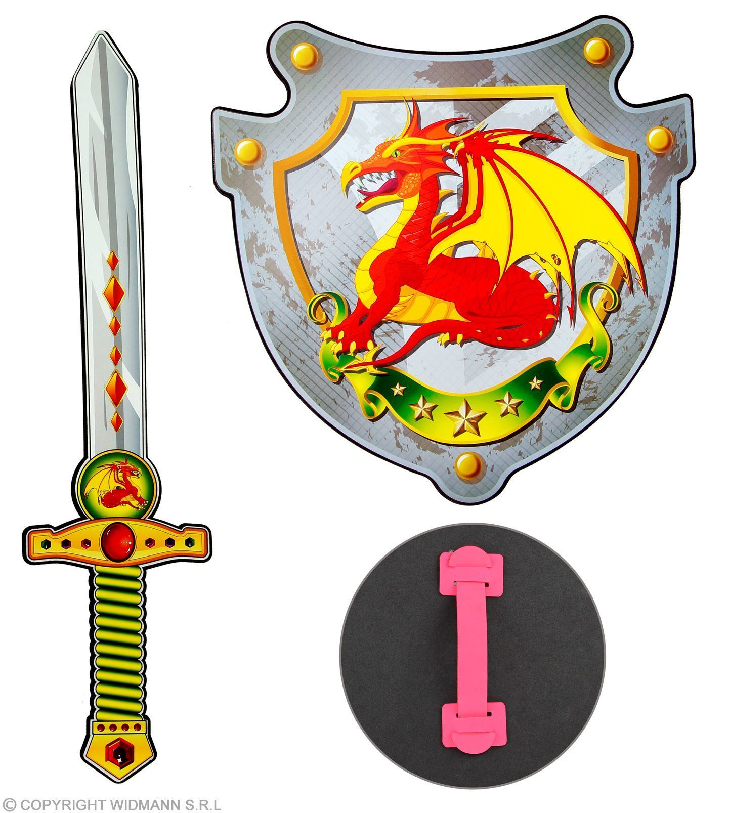 schuim ridder zwaard met schild draken opdruk stoer