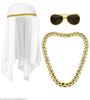 Sheik olie sjeik complete set hoofddeksel, halsketting, bril