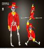 foto 2 skelet horror clown 40cm decoratie