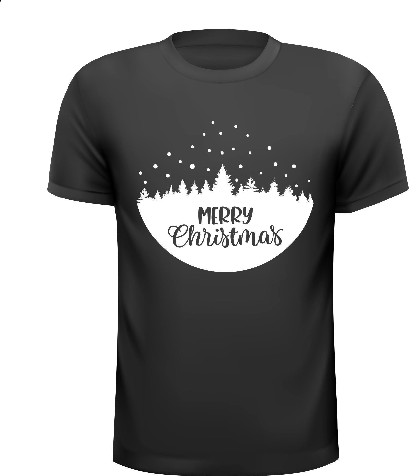 T-shirt merry christmas landscape round design fijne kerst