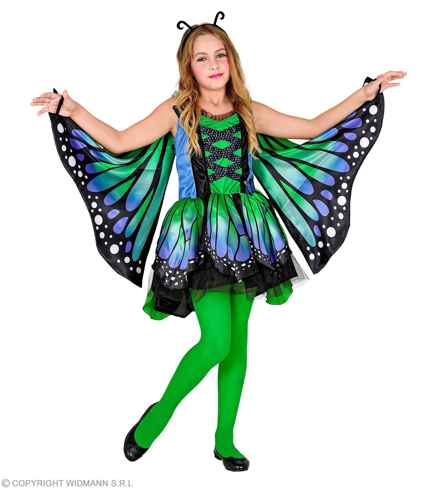Vlinder Kostuum meisje blauw met groen kind