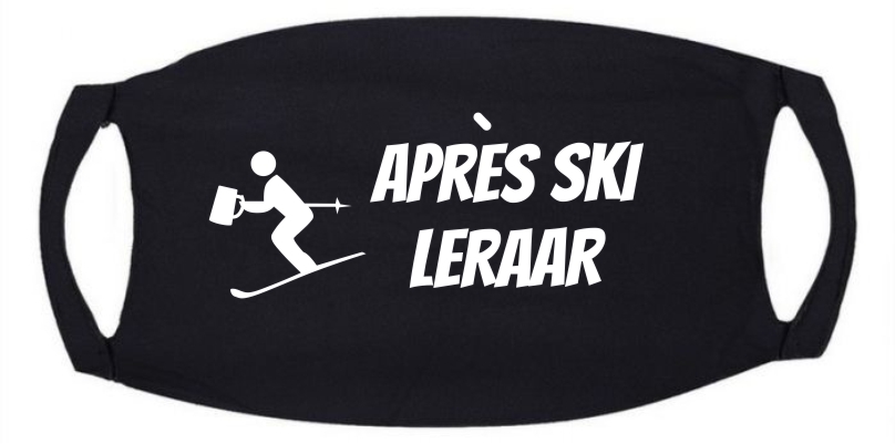Apres ski leraar mondmasker wintersport mondkapje met humor