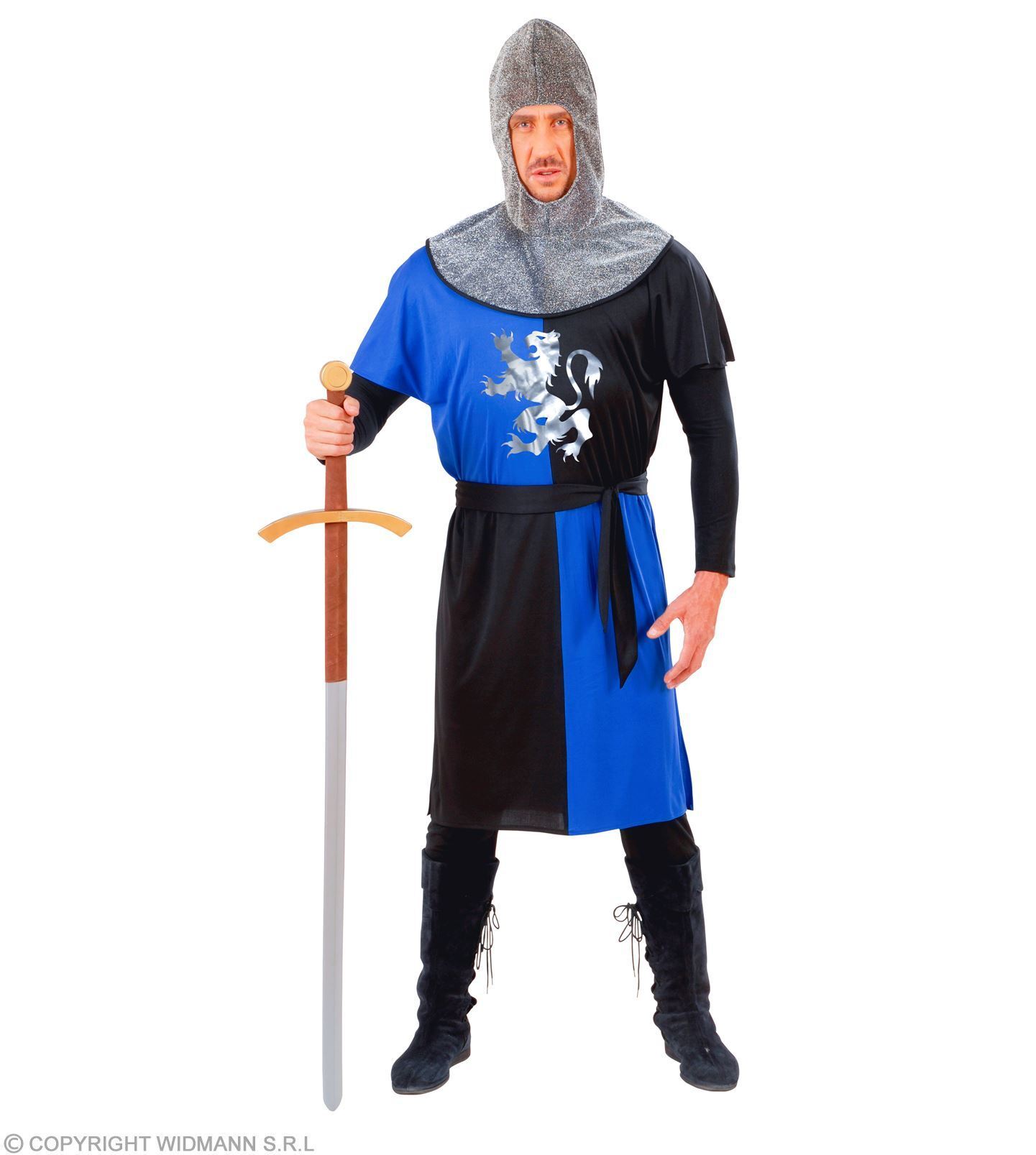 Blauwe Middeleeuwse strijder kostuum Ridder outfitje blauw volwassen heren