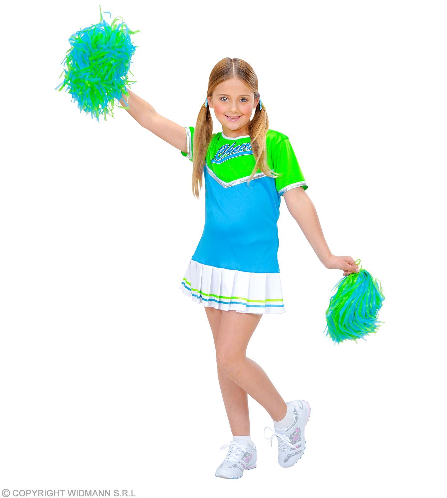 Cheerleader kostuum kind groen met blauw