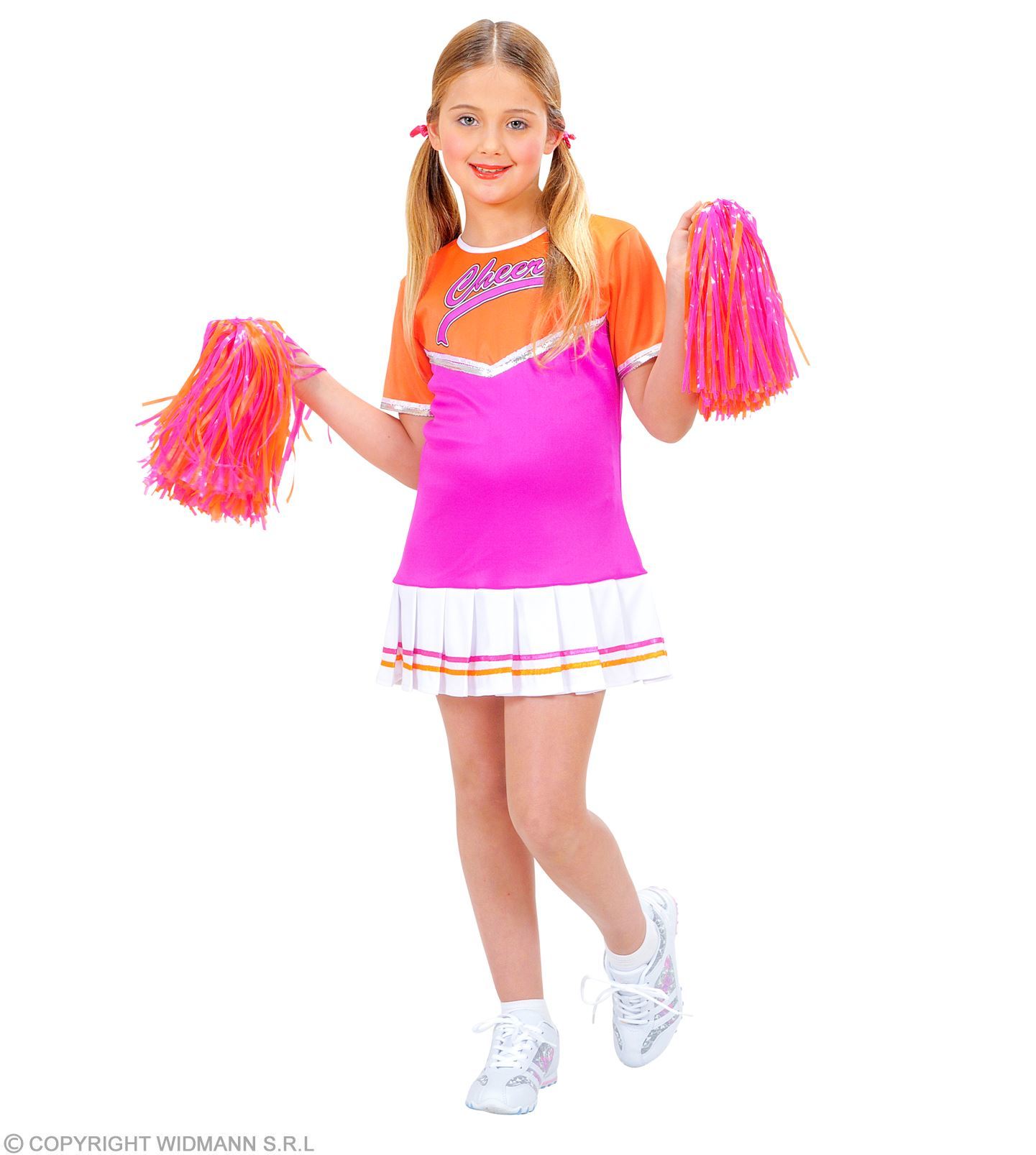 Cheerleader kostuum kind oranje met roze