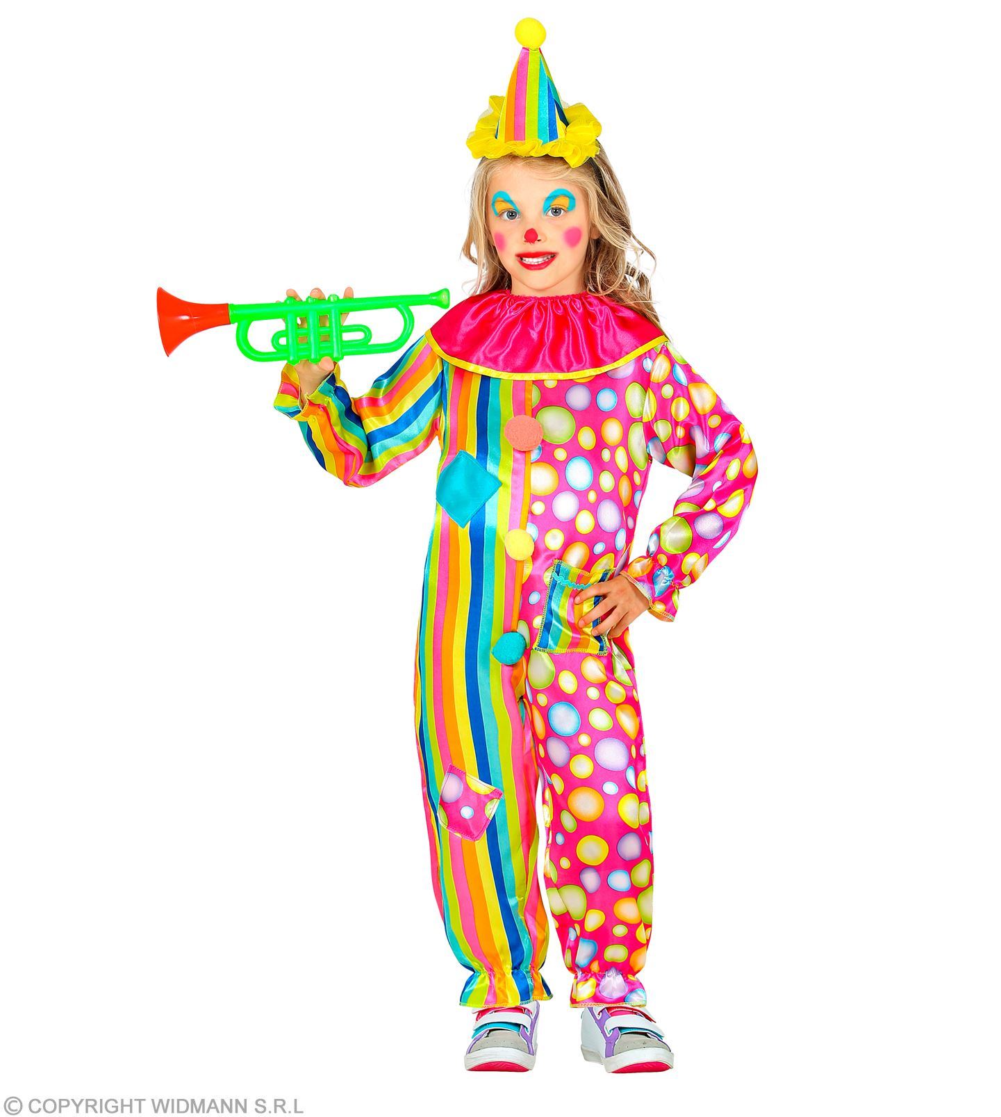 Clown jumpsuit met kraag, minihoed voor meisjes