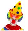 Gele clownshoed in de vorm van een punt, met noppen