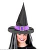 Heksenhoed voor kinderen met riem en sluiting paars