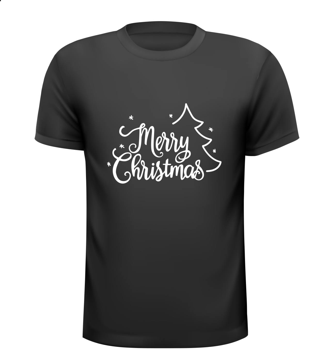 Merry christmas T-shirt met dennenboom