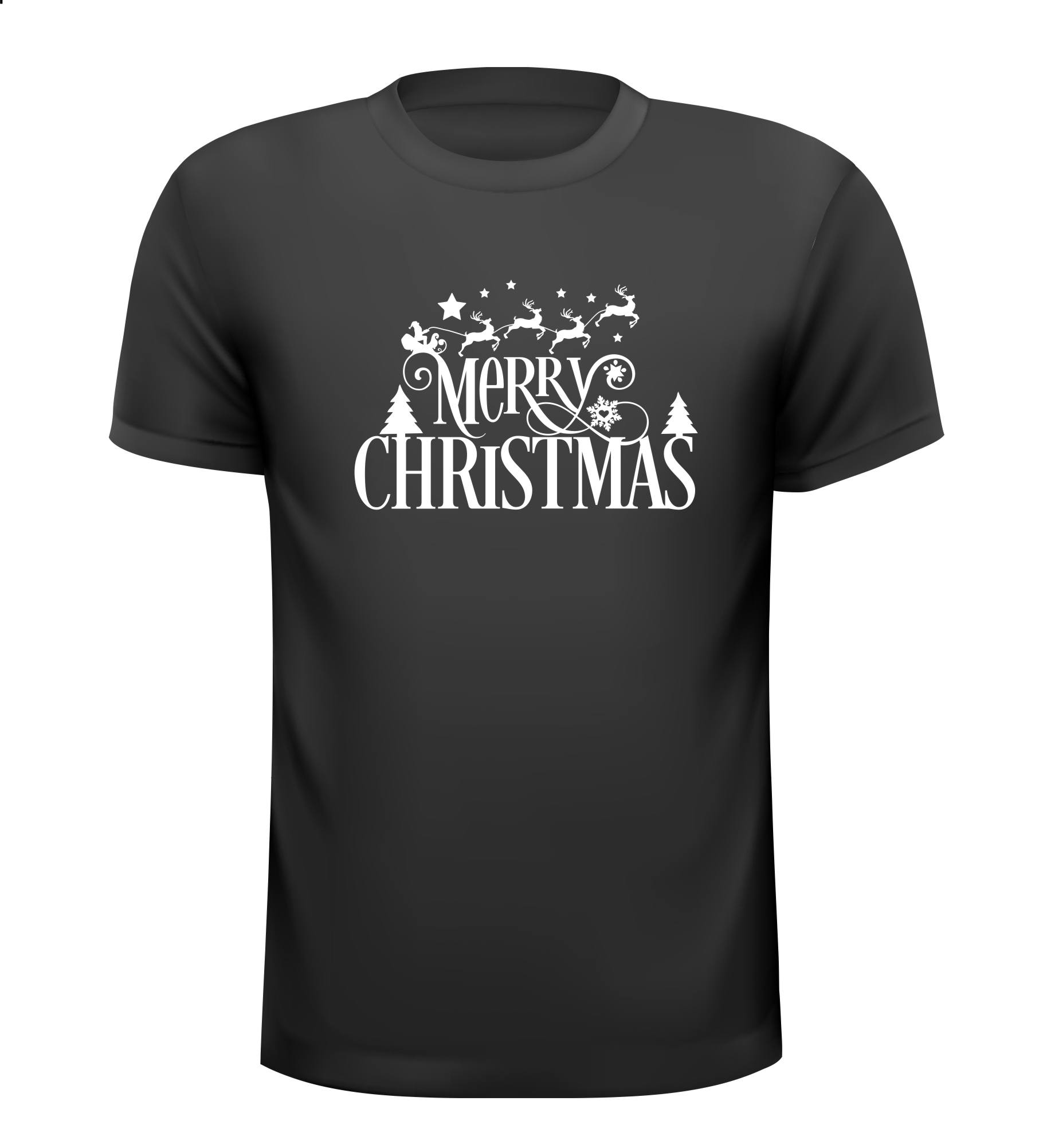 Merry Christmas T-shirt met kerstman en rendieren