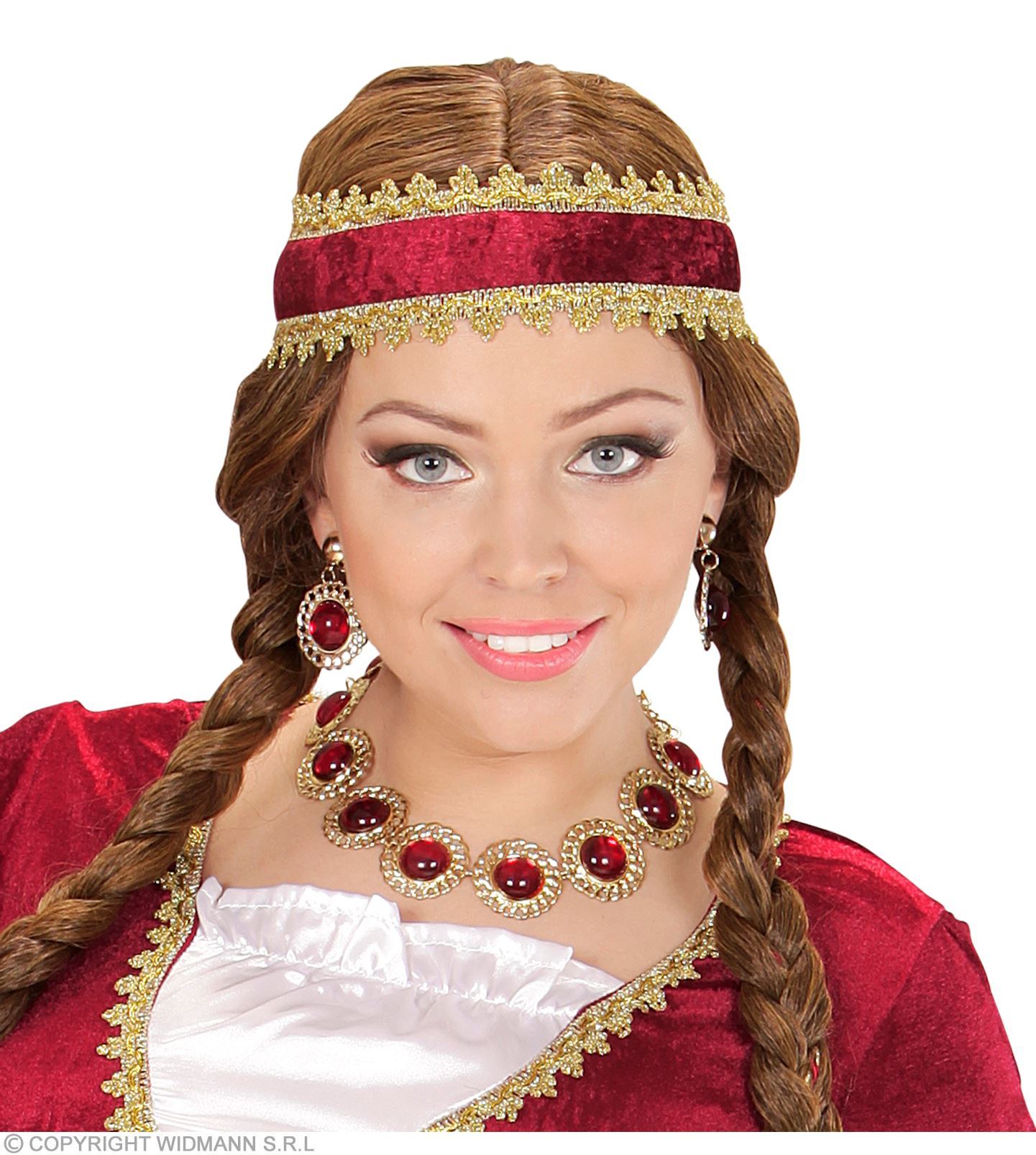 Middeleeuwse koningin set ketting en oorbellen rood Romeinen Grieks