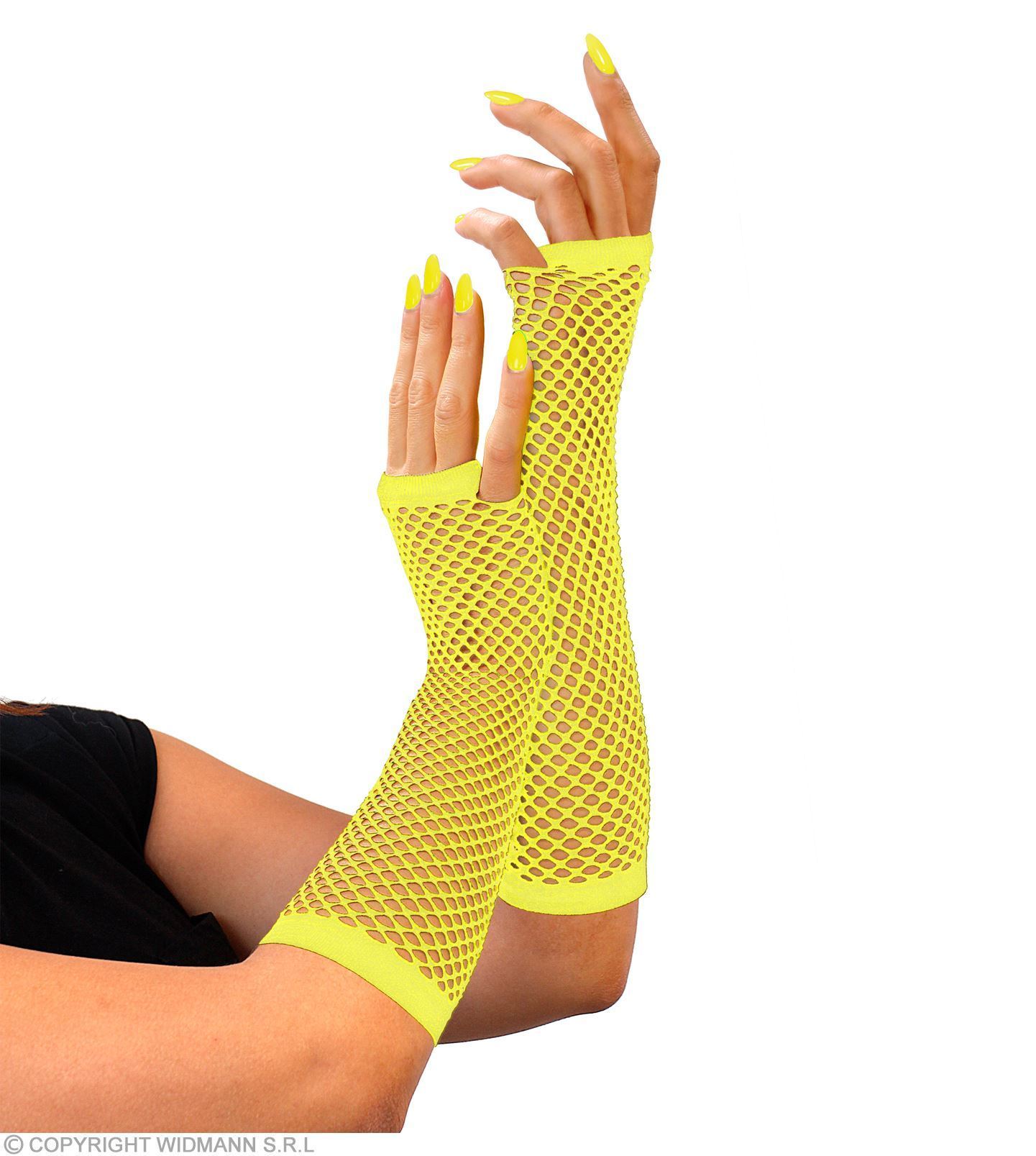 Neon gele vingerloze handschoenen kort