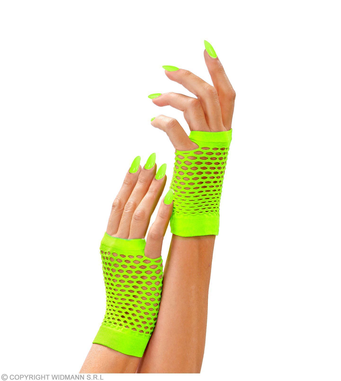 Neon groene vingerloze handschoenen lang