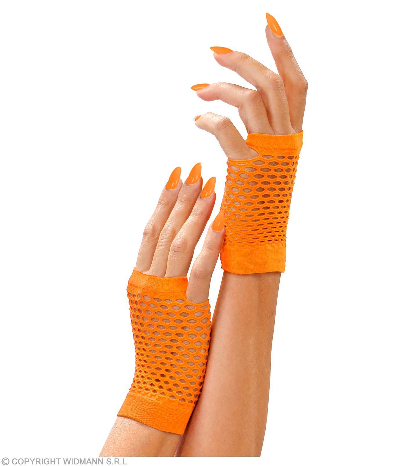 Neon oranje vingerloze handschoenen  perfect voor elke verkleed party