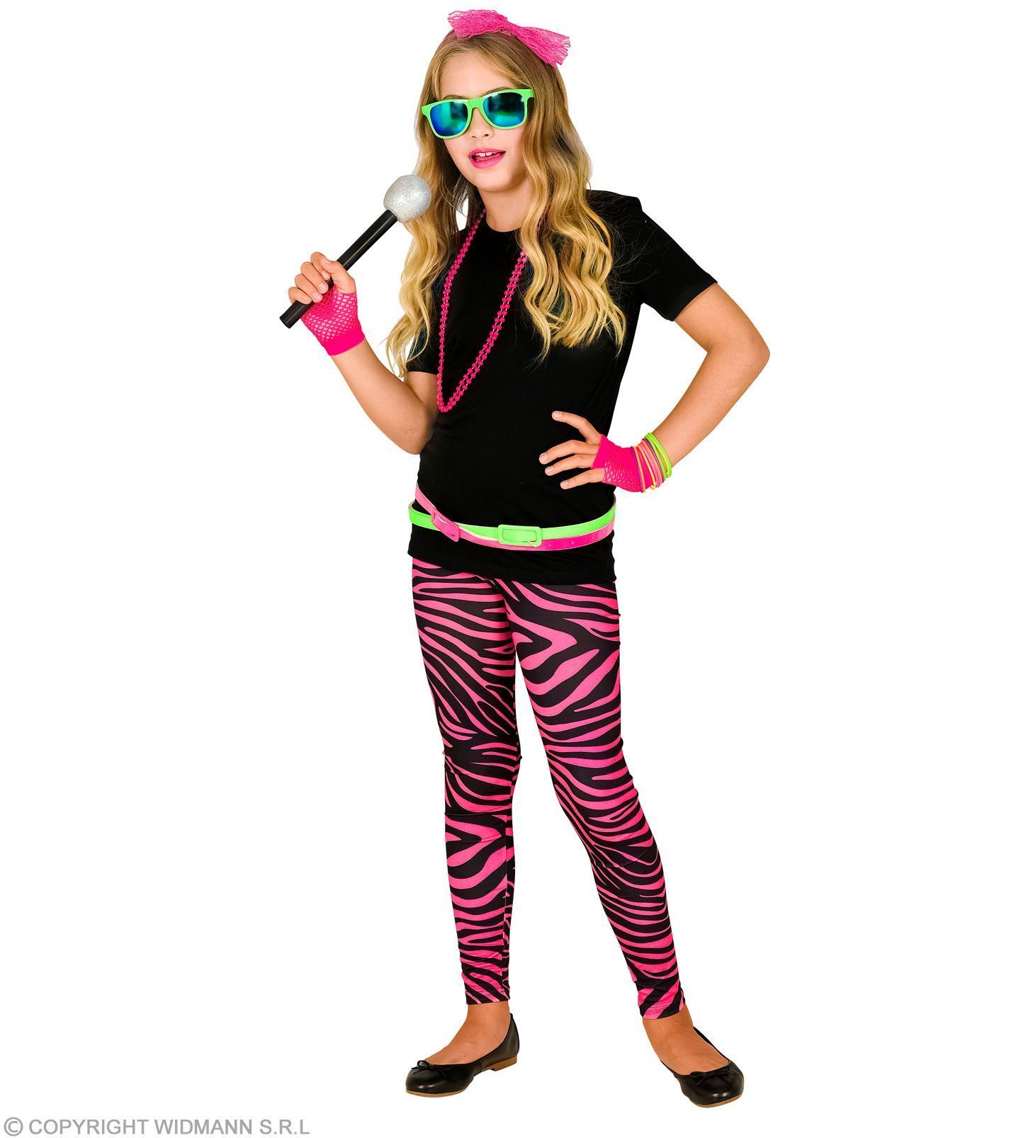 Neon roze tijgerprint legging 80's voor kinderen