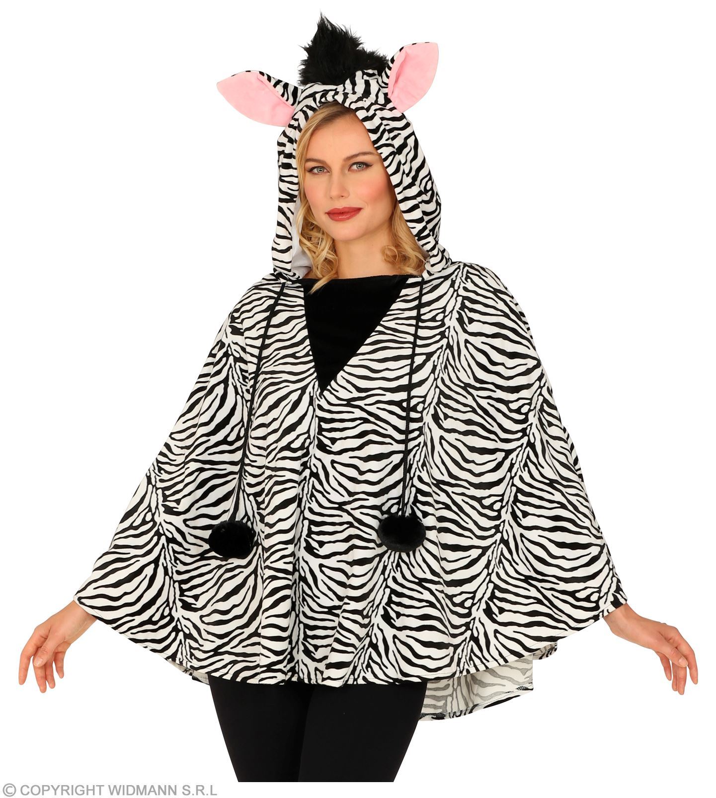 Poncho met zebra print voor volwassen