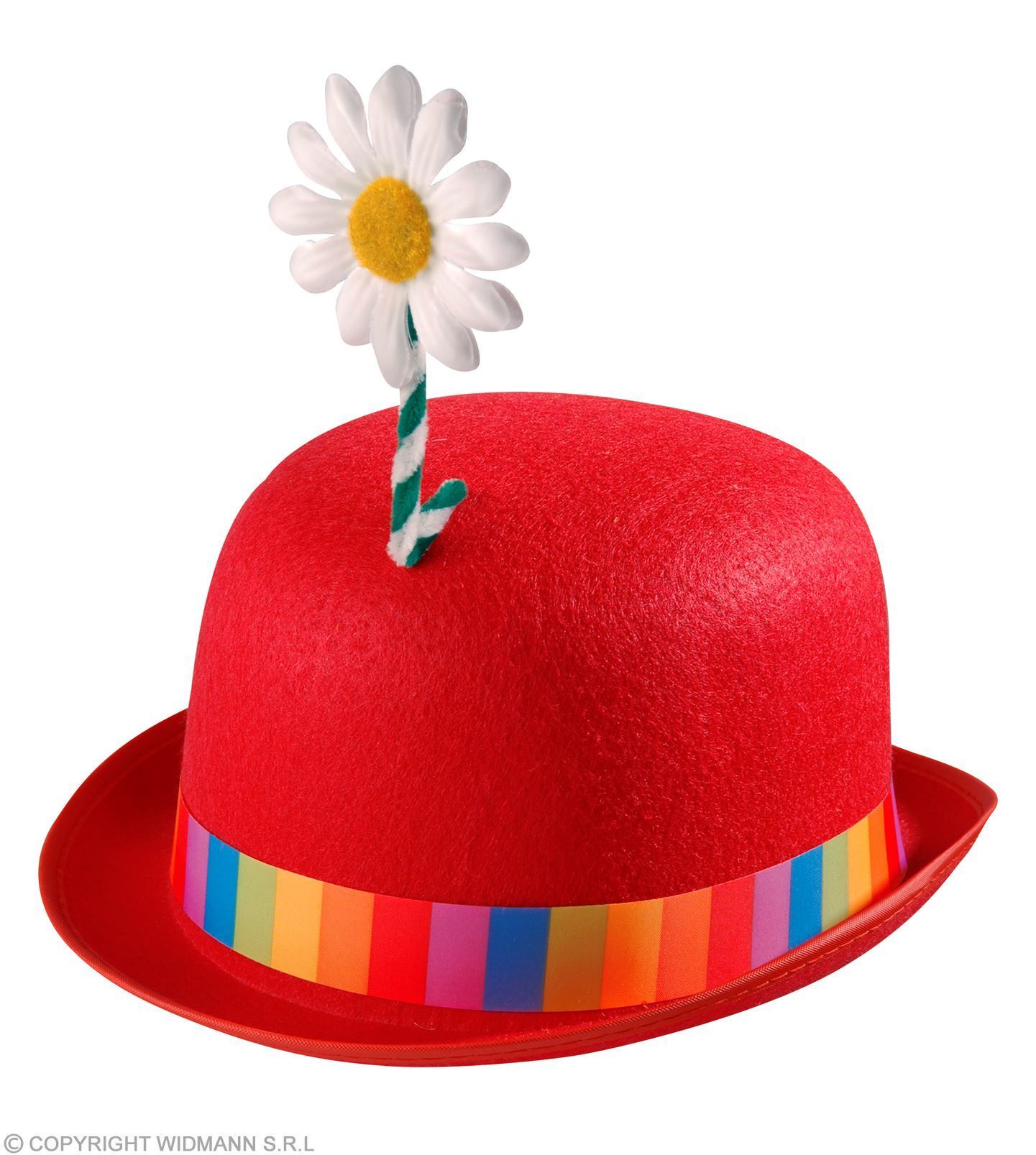 Rode bolhoed vilt met een bloem op de bovenkant clowns hoed