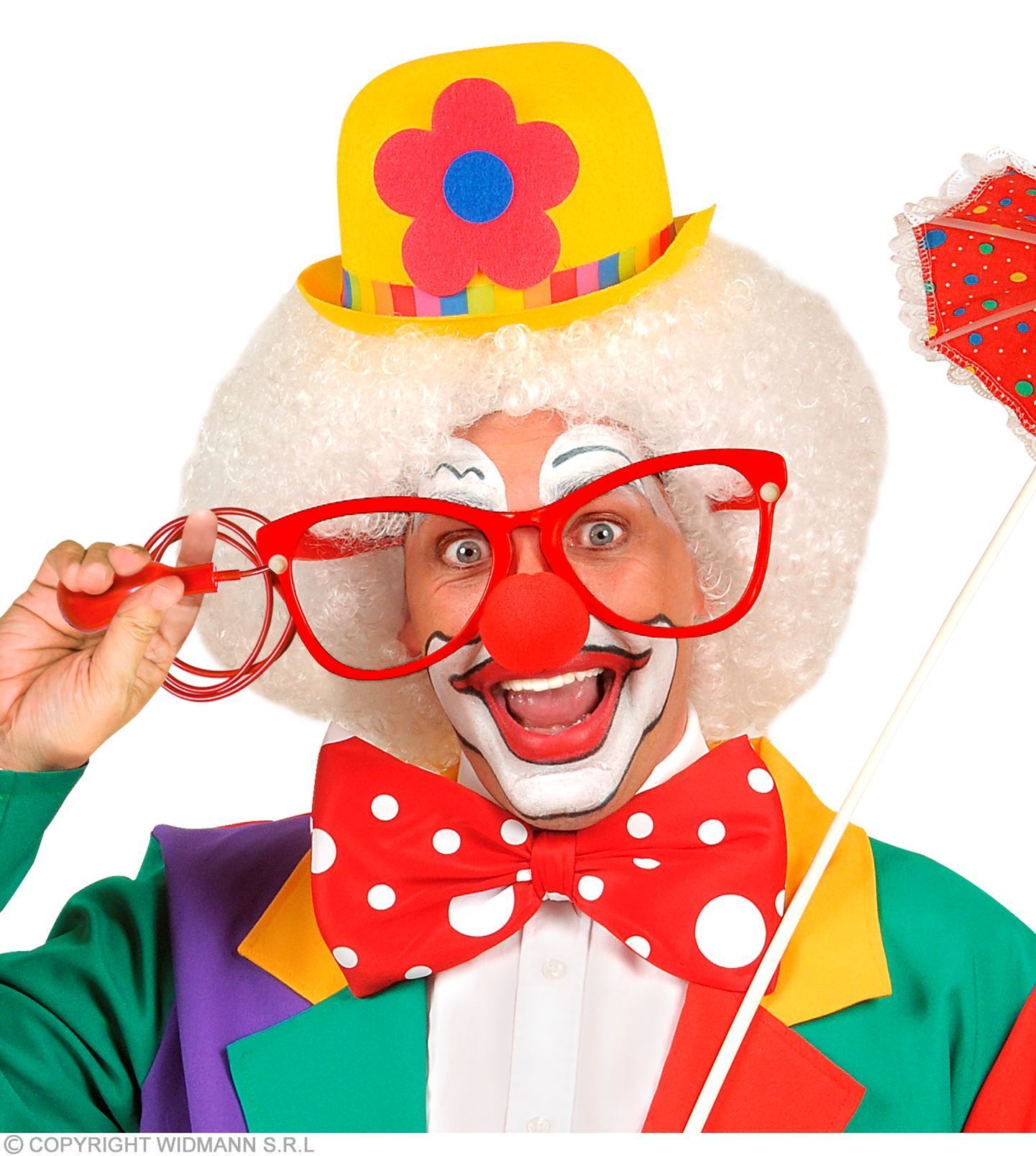 Rode Clownsbril spuitend Mega bril met waterspuit