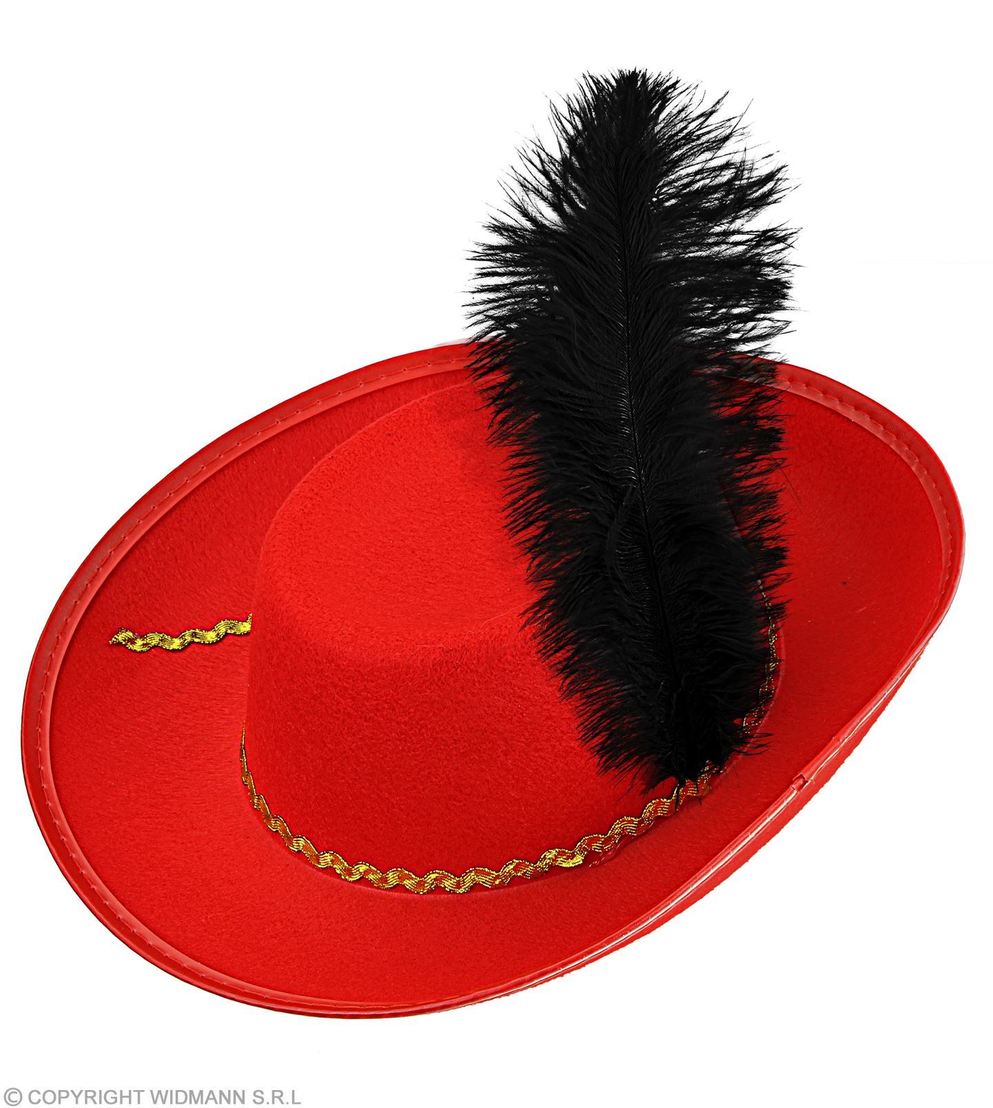 Rode musketier hoed met veer voor kinderen