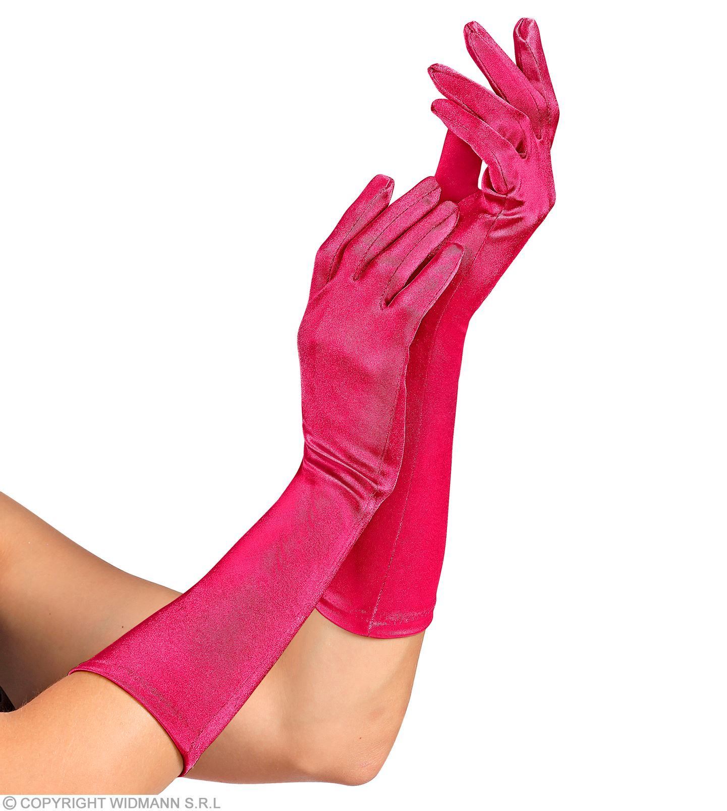 Roze handschoenen satijn elastaan 40 cm