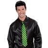 Satijnen stropdas neon groen met zwart gestreept