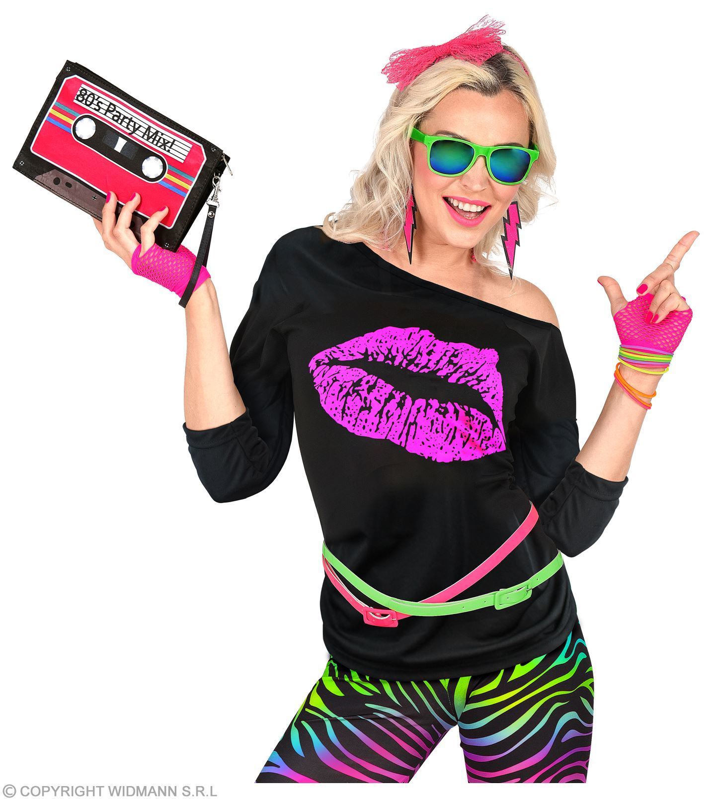 T-shirt Dames 80's Disco party shirt met roze kus