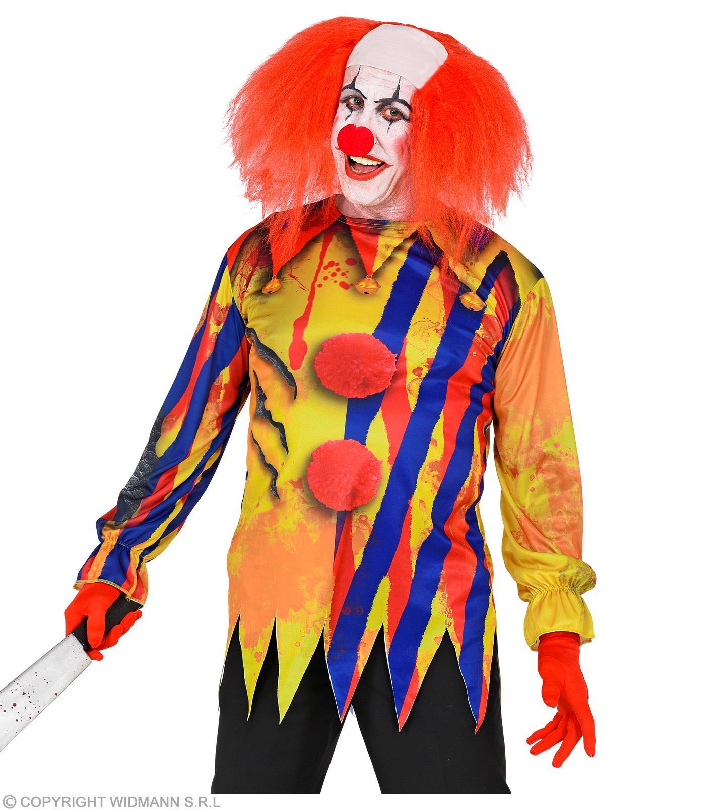 T-shirt horror clown lange mouw fotorealistische bedrukt 