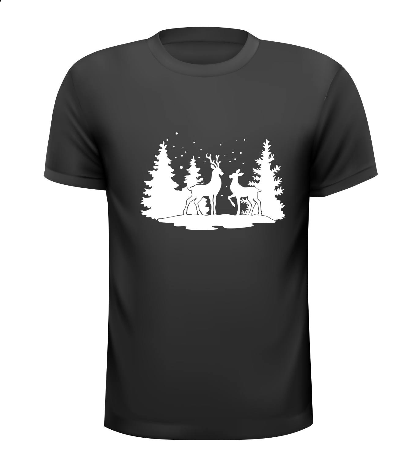 T-shirt met een mooie kerst print met rendieren in het bos