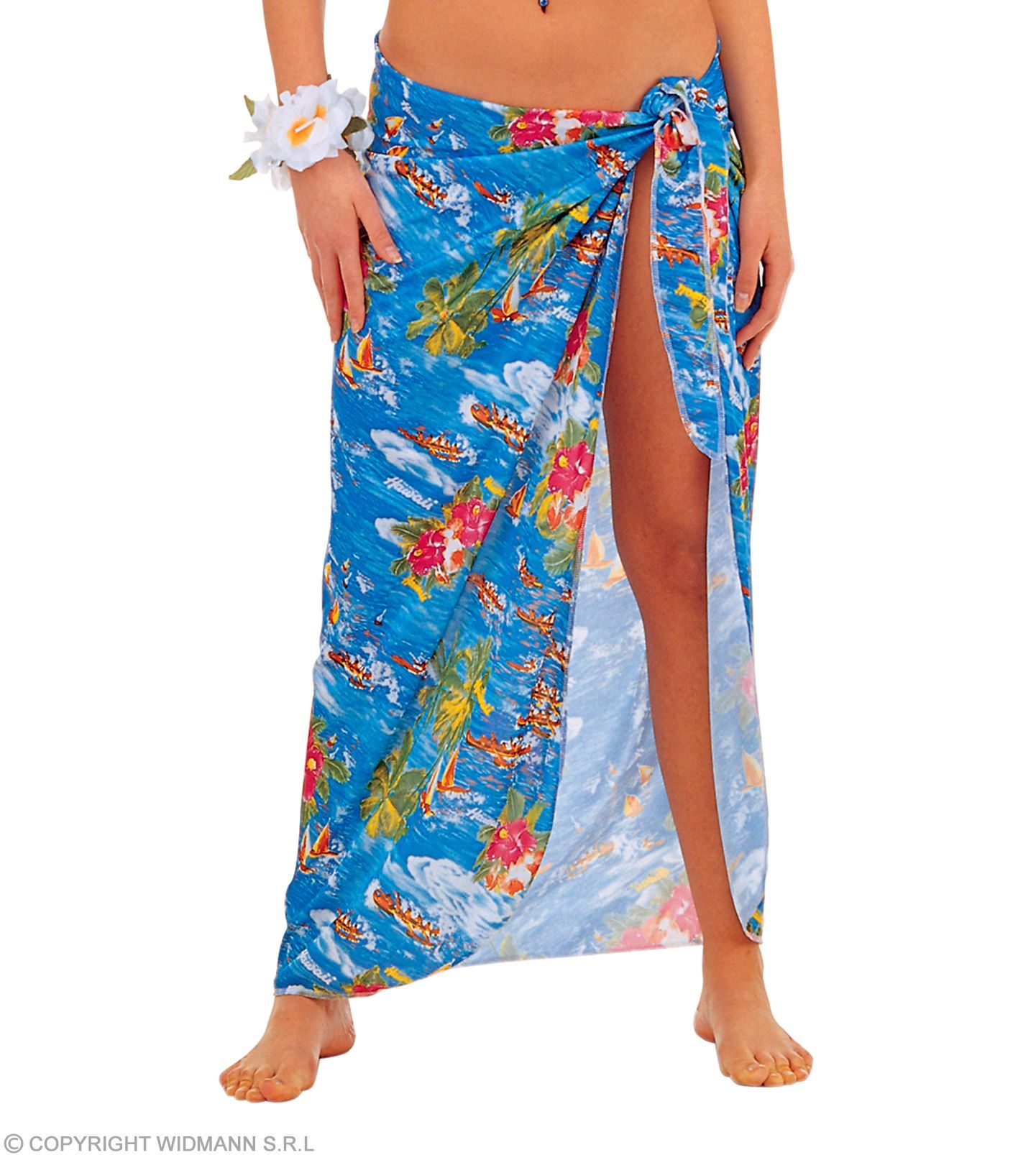 Tropische blauwe pareo rok voor dames ideaal voor hawaii trapicana en strandfeestjes met zomerse look