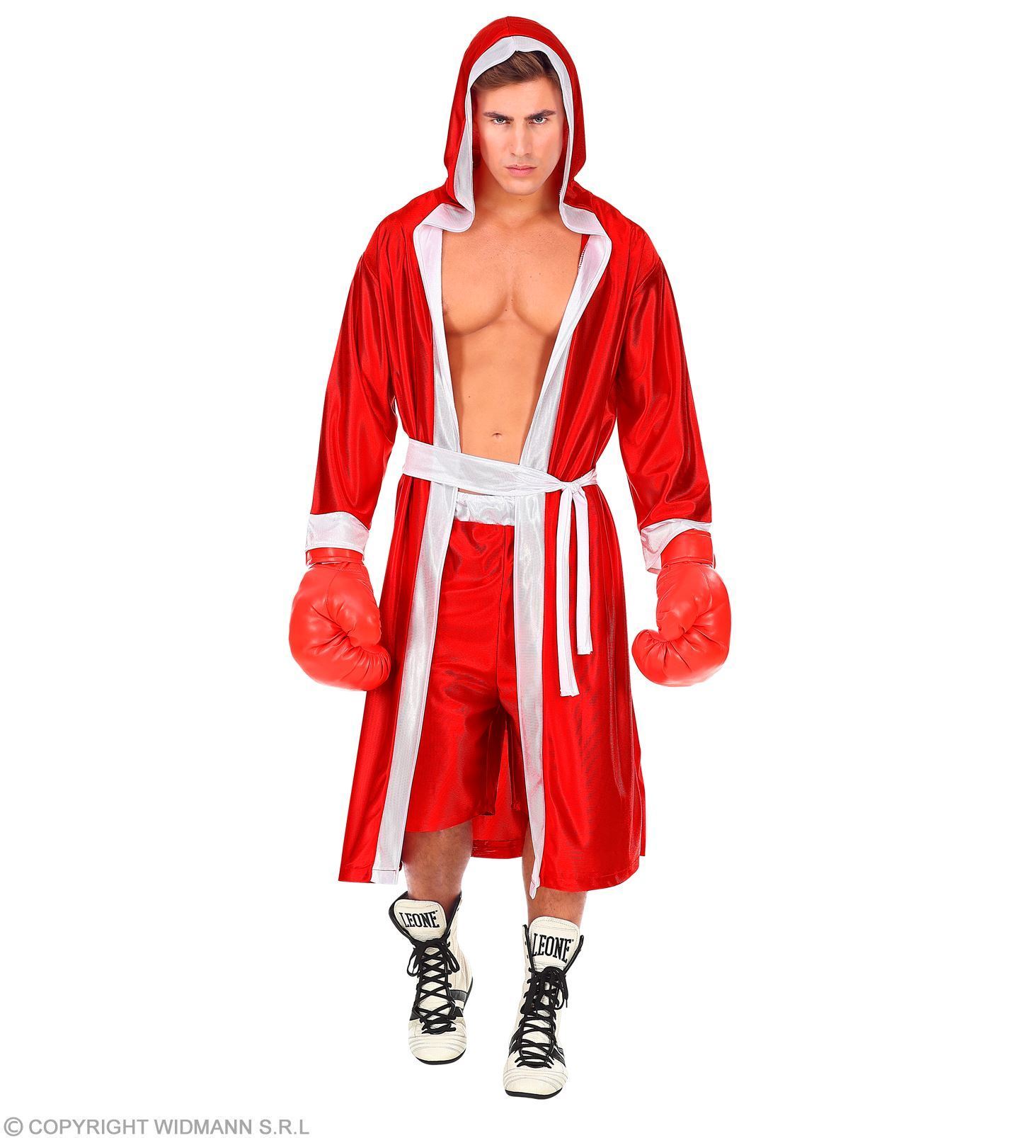 Volwassen bokser verkleedoutfit rood