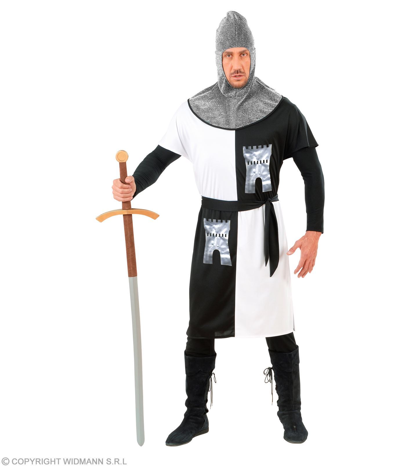 Witte Middeleeuwse strijder kostuum Ridder outfitje wit volwassen heren