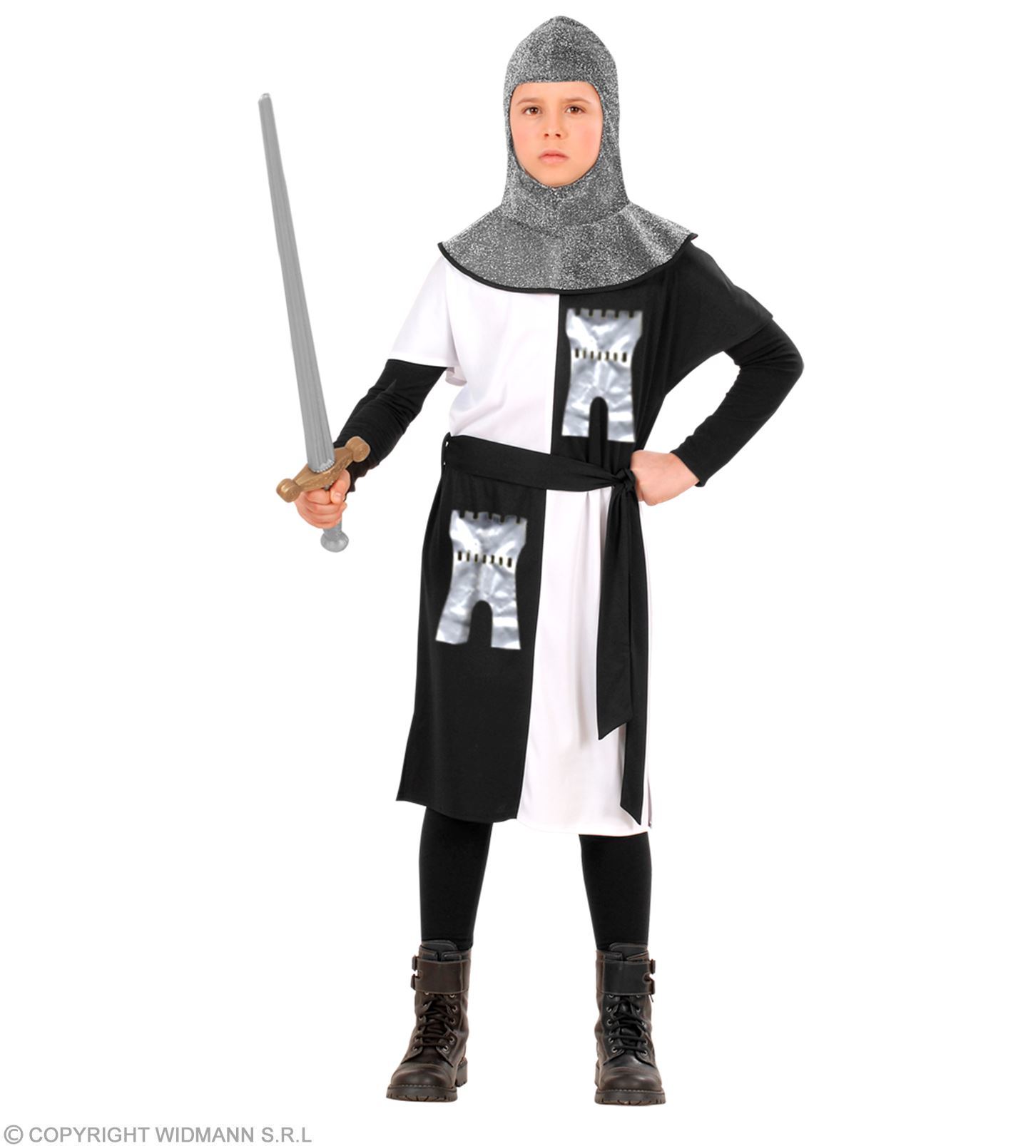 Witte Middeleeuwse strijder kostuum Ridder outfitje wit voor jongens