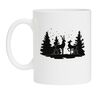 foto 1 Witte mok met mooie zwarte kerst print met rendieren in het bos