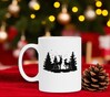 foto 2 Witte mok met mooie zwarte kerst print met rendieren in het bos