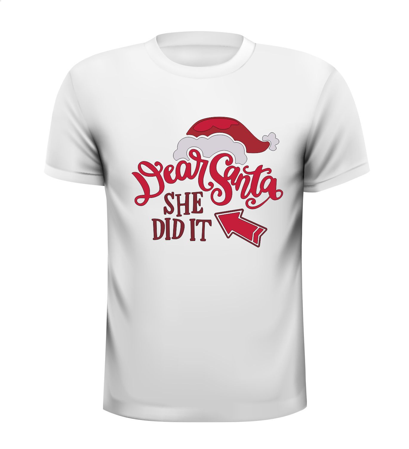 Kerst T-shirt dear santa she did it kerstman zij deed het