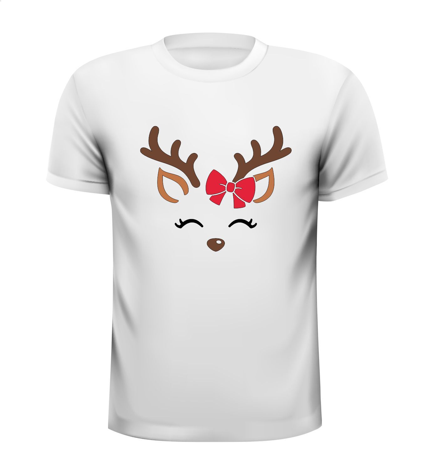 Kerst T-shirt met rendier vrouwtje cartoon opdruk