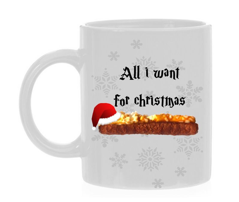 Koffie kerst mok All i want for Christmas frikandel speciaal