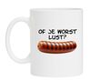 Koffie mok of je worst lust hotdog
